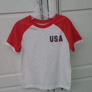 Boys USA Red & WHITE  Tee Shirt SIZE 3T OKIE DOKIE TEE SHIRT NWT